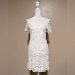 Lulus Ivory Lace Shift Dress| Size:Small